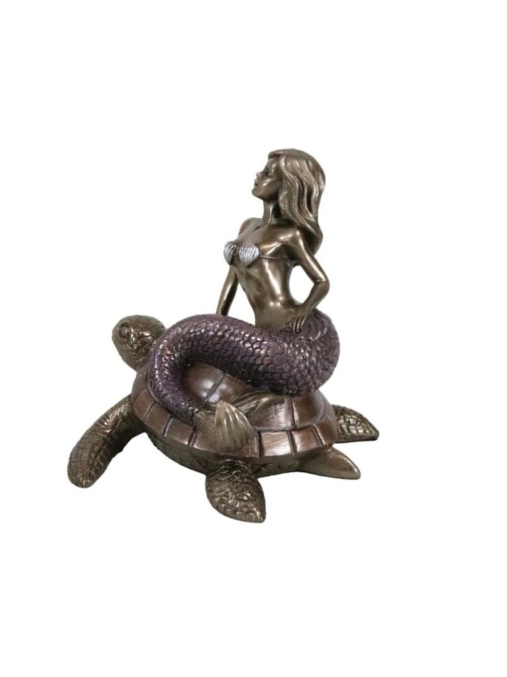 Ocean Mermaid Riding On Sea Turtle Figurine Sirens Of The Seas Coral Reef Decor - Picture 5 of 7